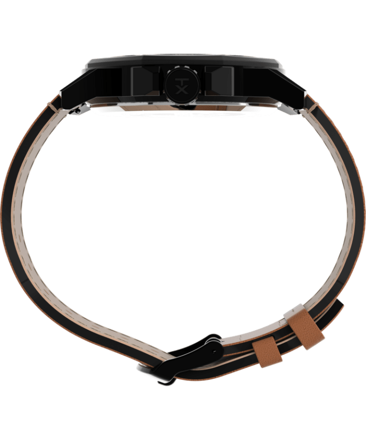 Essex Avenue 44mm Leather Strap Watch Black/Tan large