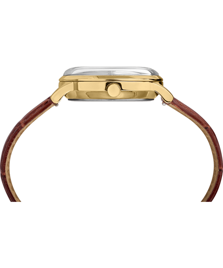 Marlin® Hand-Wound 34mm Leather Strap Watch Brown/Gold-Tone large