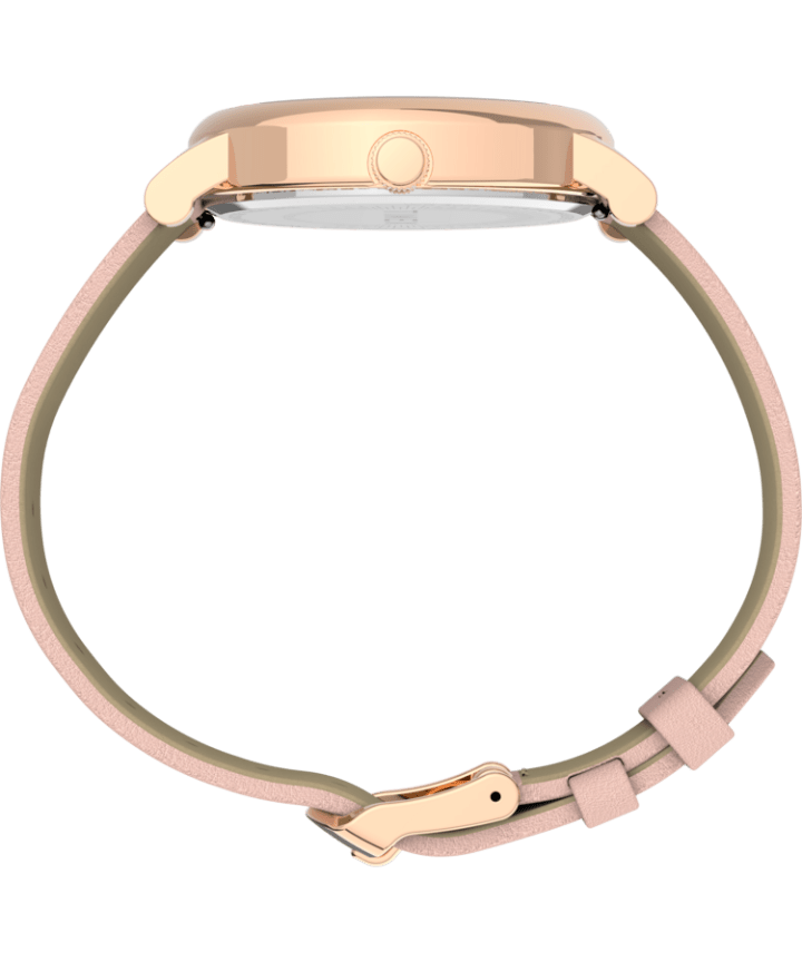Full Bloom with Swarovski® Crystals 38mm Leather Strap Watch Rose-Gold-Tone/Pink/White large