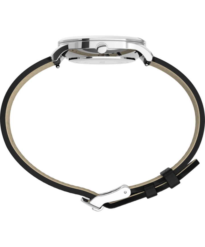 Easy Reader® Gen1 32mm Leather Strap Watch Silver-Tone/Black/White large