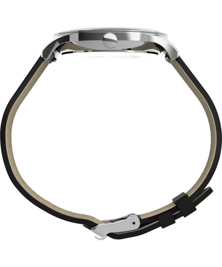 Easy Reader® Gen1 40mm Leather Strap Watch Silver-Tone/Black large