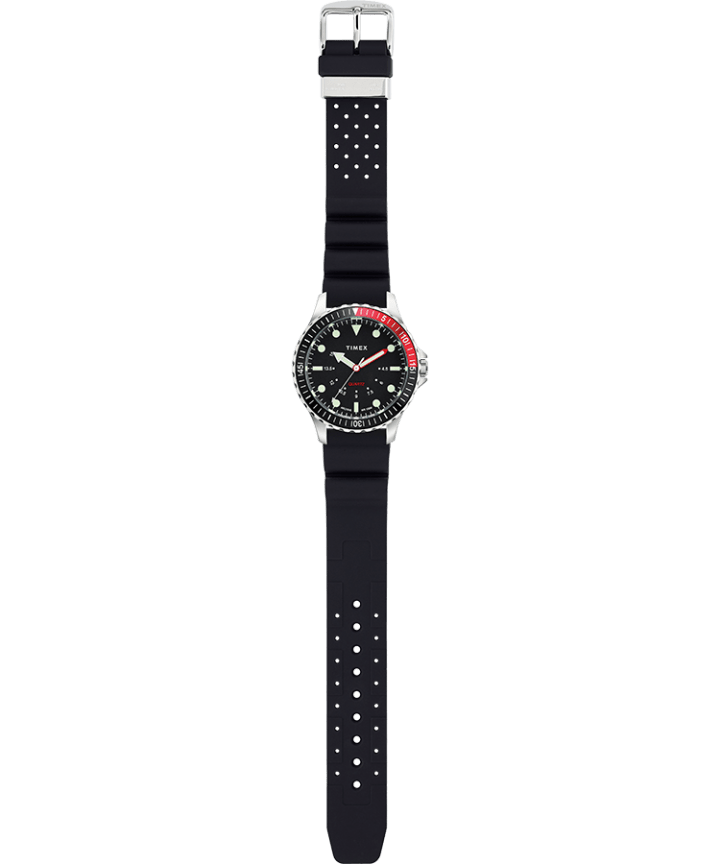 Navi Depth 38mm Silicone Strap Watch Stainless-Steel/Black large