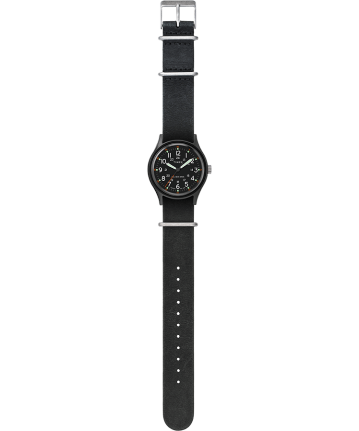 MK1 40mm Stonewashed Leather Strap Watch Black large