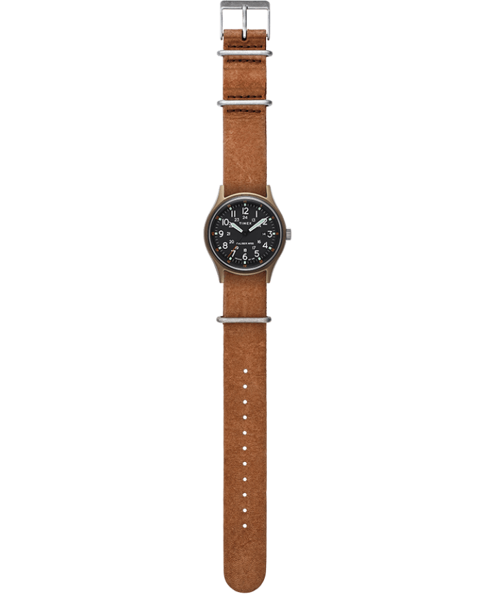 MK1 40mm Stonewashed Leather Strap Watch Green/Brown large