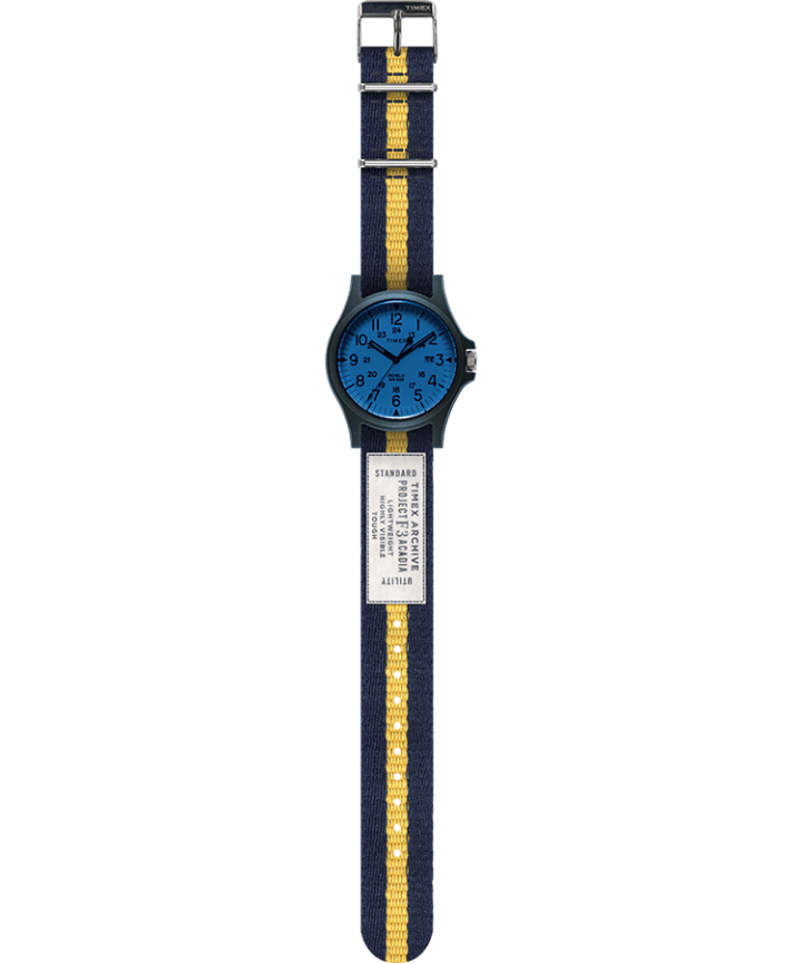 Acadia 40mm Fabric Strap Watch Blue/White/Blue large