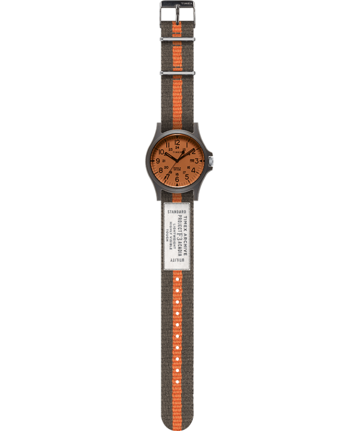 Acadia 40mm Fabric Strap Watch Green/White/Orange large