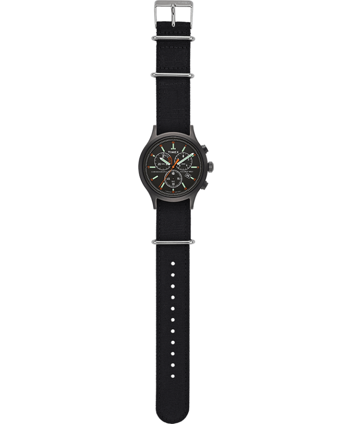 Allied Chronograph 42mm Fabric Strap Watch Black/Black/Black large