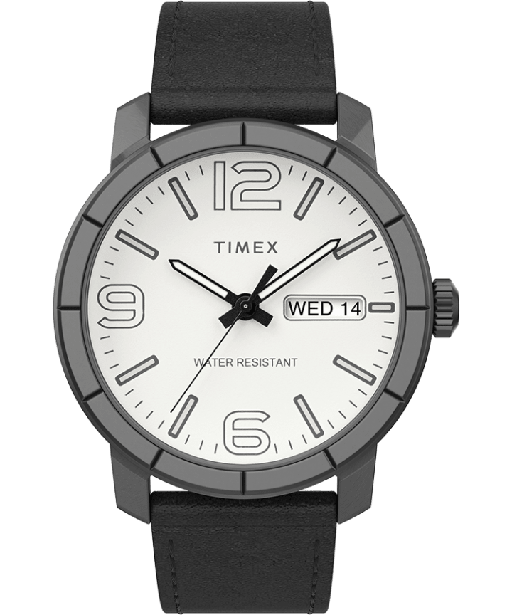 Mod44 44mm Leather Strap Watch Silver-Tone/Black/White large