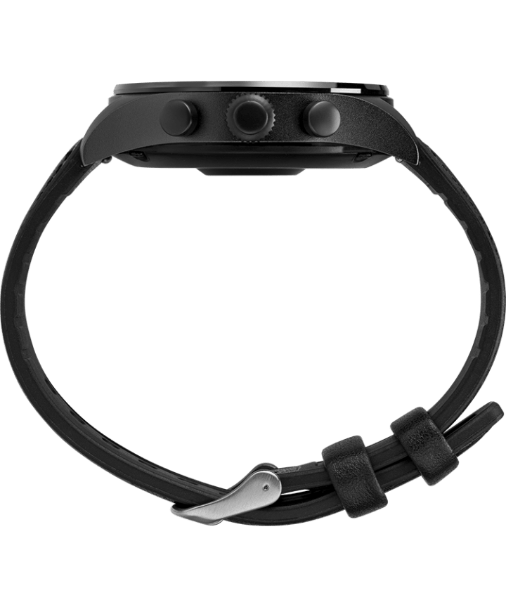 iConnect® by Timex Pro 43mm Leather Strap Smartwatch Black/Blue large