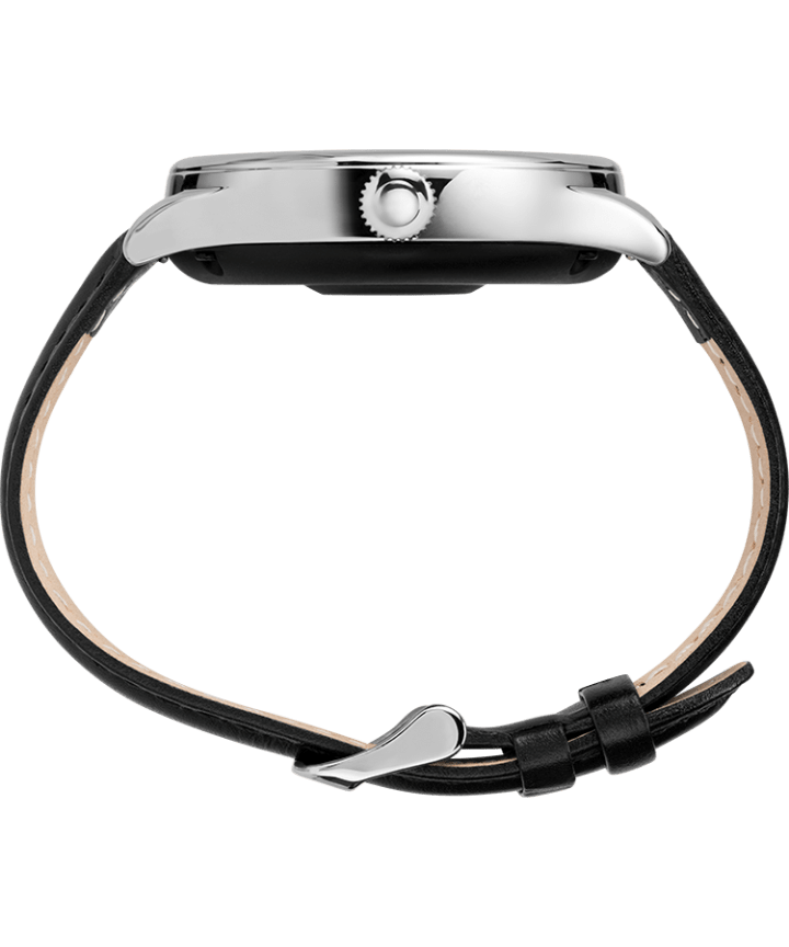 iConnect® by Timex Pro 43mm Leather Strap Smartwatch Silver-Tone/Black/White large