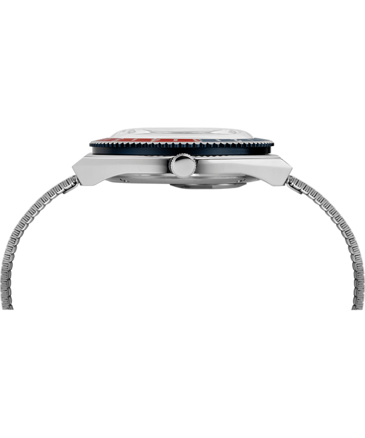 Q Timex Reissue 38mm Stainless Steel Bracelet Watch Stainless-Steel/White/Red/Blue large