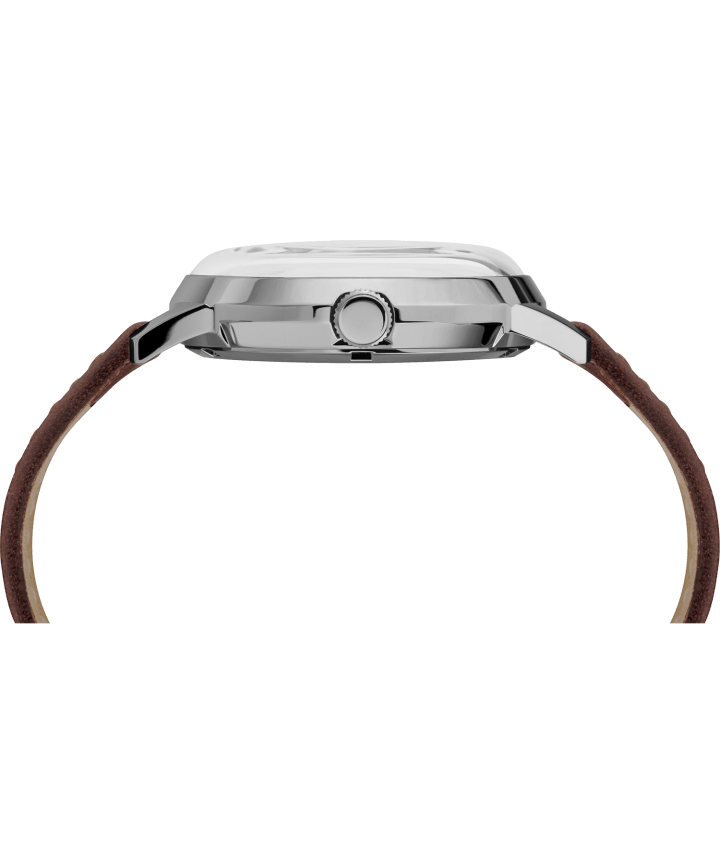 Marlin® Automatic 40mm Leather Strap Watch Featuring New York Yankees™ Stainless-Steel/Brown/Silver-Tone large