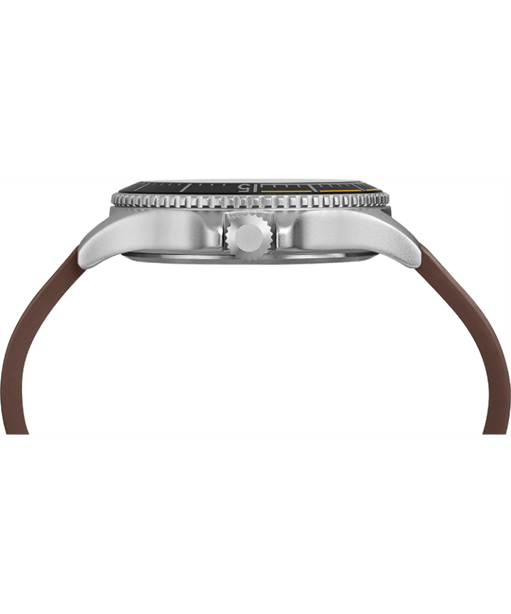 Expedition Ranger Solar 43mm Leather Strap Watch Silver-Tone/Brown/Gray/Green large