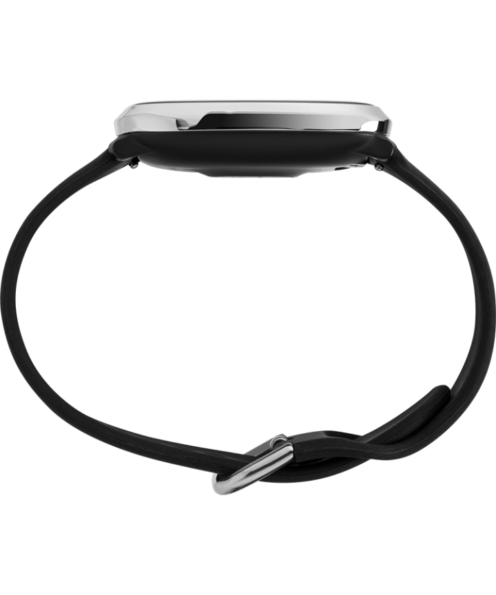 iConnect® by Timex Premium Active 36mm Silicone Strap Smartwatch Silver-Tone/Black large