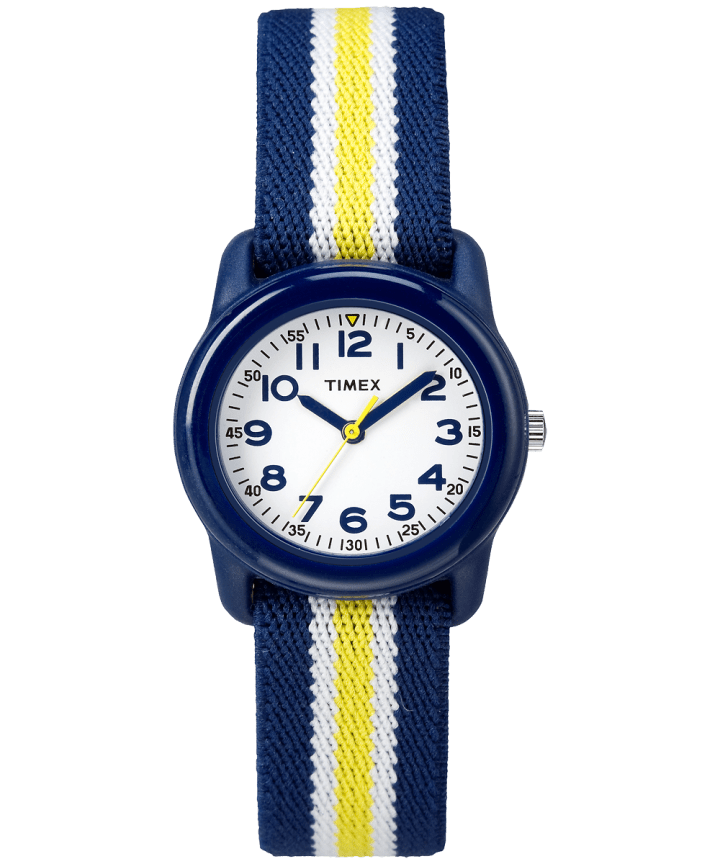 Kids Analog 29mm Elastic Fabric Strap Watch Blue/White large