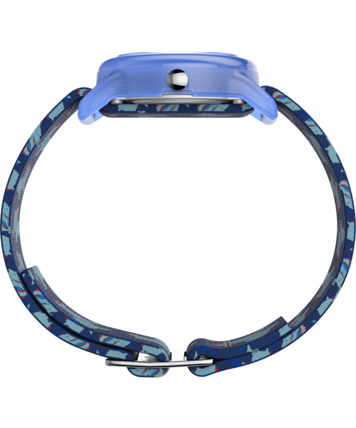 Kids Analog 28mm Elastic Fabric Strap Watch Blue/Green/White large