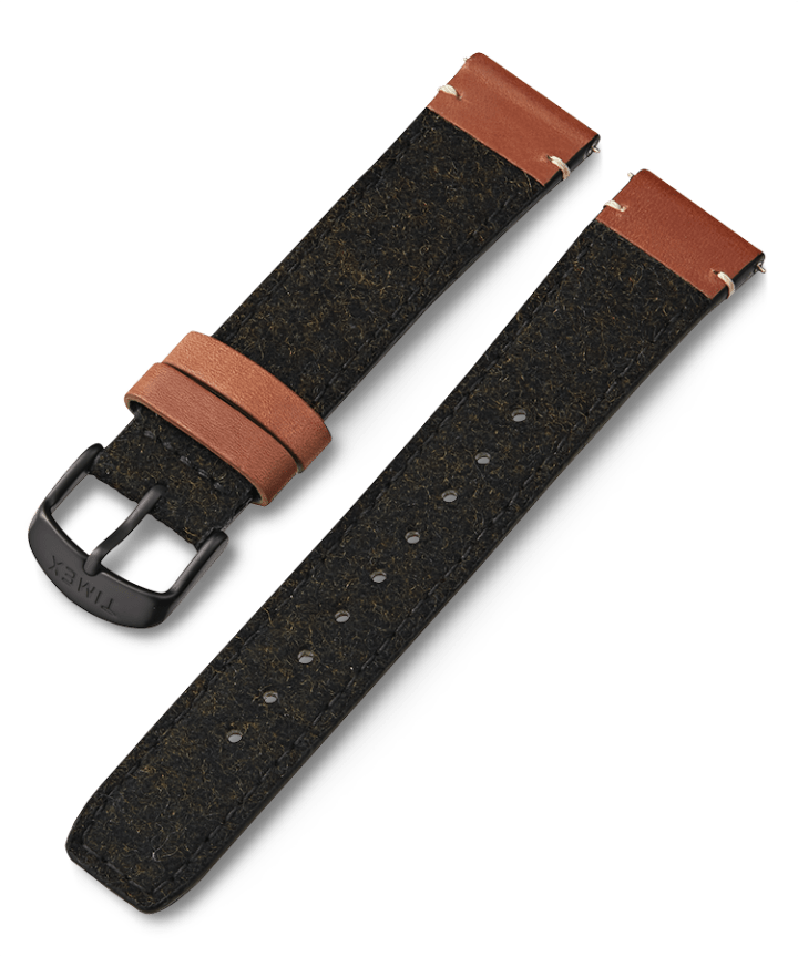 20mm Fabric Strap with Leather Accents Black large