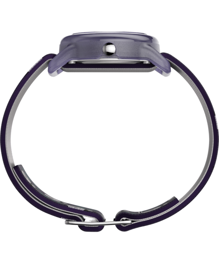 Kids Analog 28mm Elastic Fabric Strap Watch Purple/White large