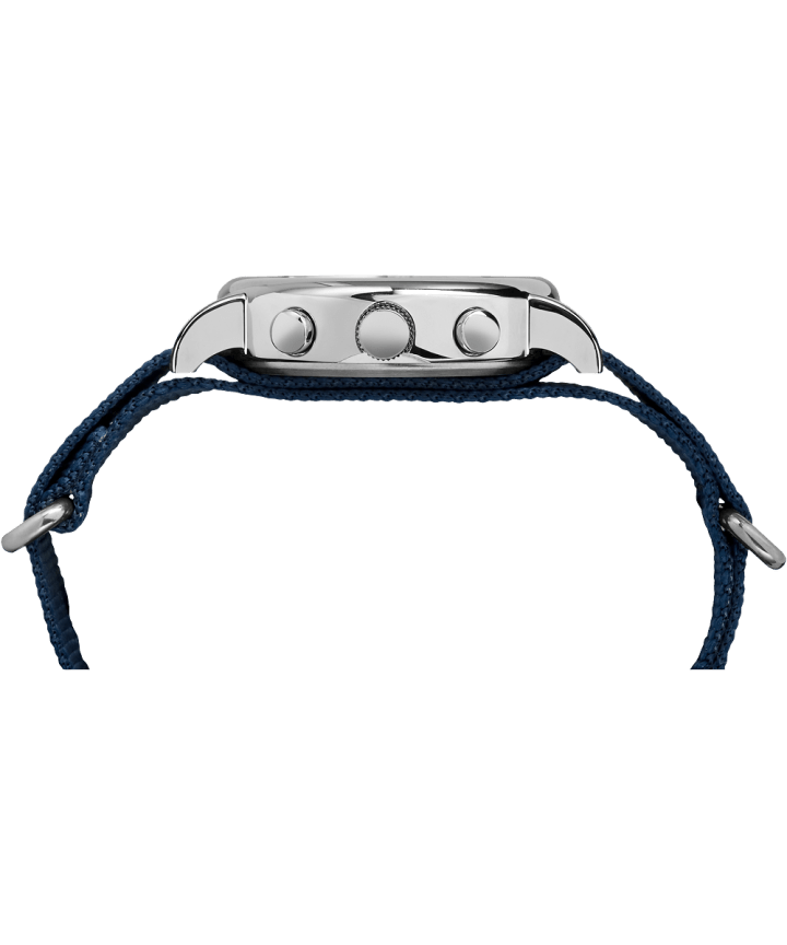 Weekender Chronograph 40mm Nylon Strap Watch Silver-Tone/Blue/Cream large