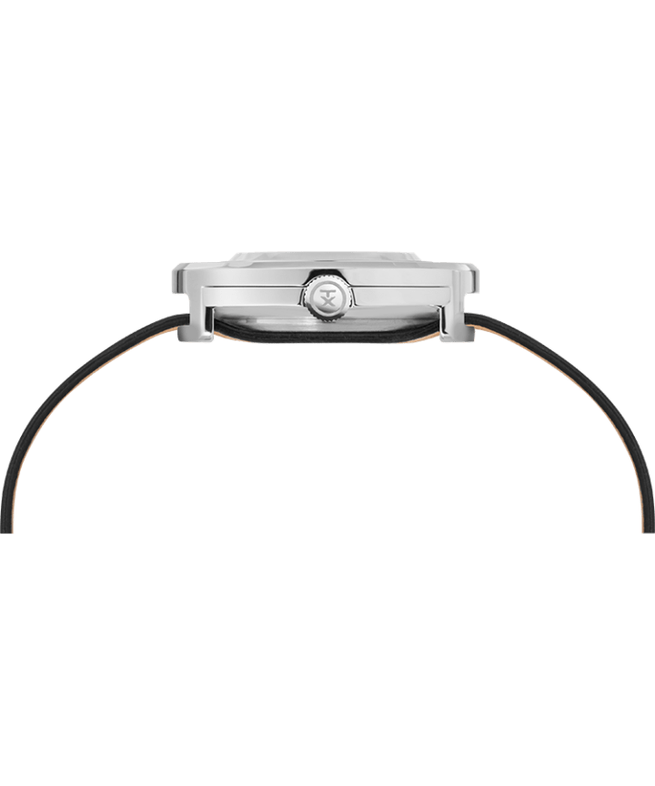 Zegarek Variety™ z kopertą 34 mm i skórzanym paskiem w zestawie Srebrny/Czarny large